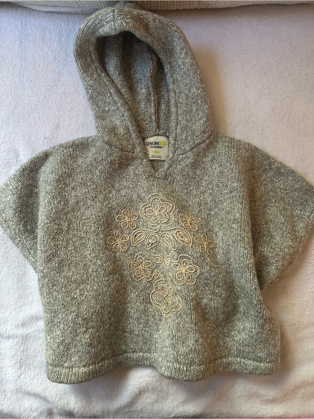 OshKosh B'gosh by OshKosh Gray Hooded Floral Poncho